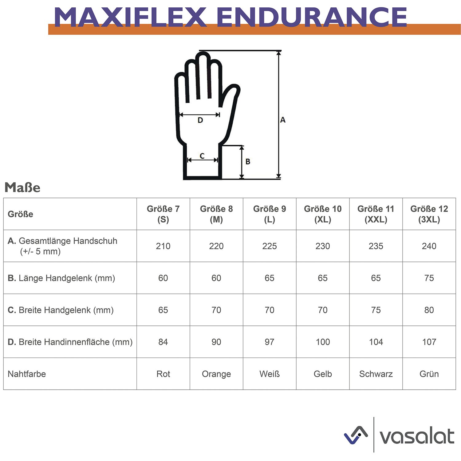 Maxiflex Endurance 10 Paar mit 1 Paar vasalat Handschuh